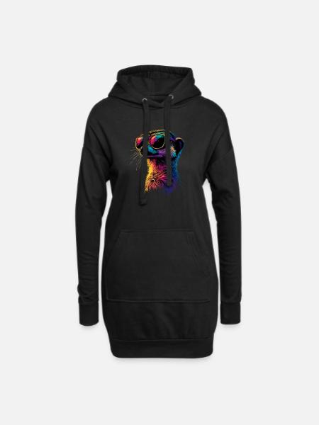 Erdmännchen Sonnenbrille Bunt Süßes Erdmännchen - Hoodie-Kleid - Schwarz