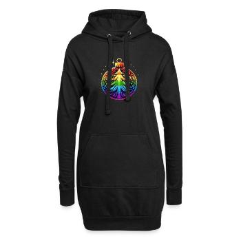 Regenbogen Weihnachtskugel mit Tannenbaum Ornament - Hoodie-Kleid - Schwarz - Vorne