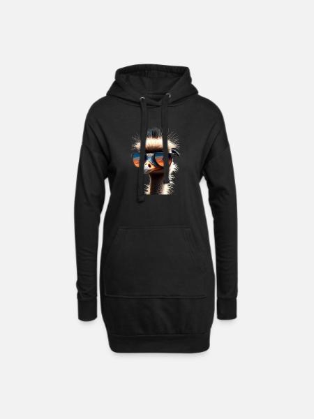 Strauss Vogel Strauß Großer Emu Laufvogel Sträuße - Hoodie-Kleid - Schwarz