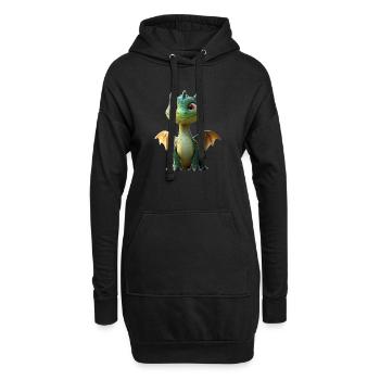 Drache Kleiner Grüner Baby Drache Süße Drachen - Hoodie-Kleid - Schwarz - Vorne