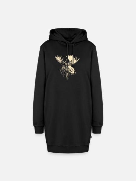 Elch Moose Elchbulle Geweih Hirsch Wilde Elche - Hoodie-Kleid - Schwarz