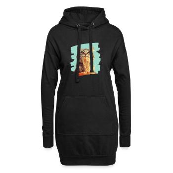 Katze Pasta - Hoodie-Kleid - Schwarz - Vorne