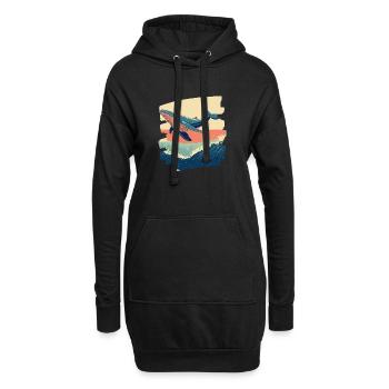 Baleine Rétro - Sweat-shirt à capuche long Femme - noir - Devant