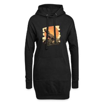 Krokodil Retro - Hoodie-Kleid - Schwarz - Vorne