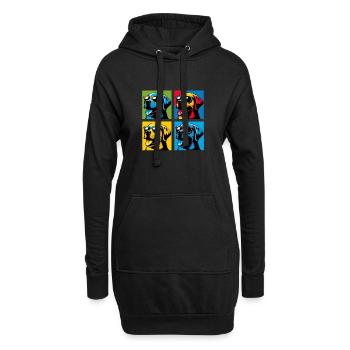 Lab Love Pop, Kumpel, Marshmallow, Teddy, Glücklich - Hoodie-Kleid - Schwarz - Vorne