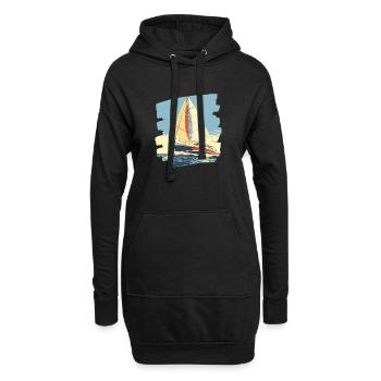 Segelboot - Hoodie-Kleid - Schwarz - Vorne