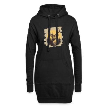 Cerf avec bois - Sweat-shirt à capuche long Femme - noir - Devant