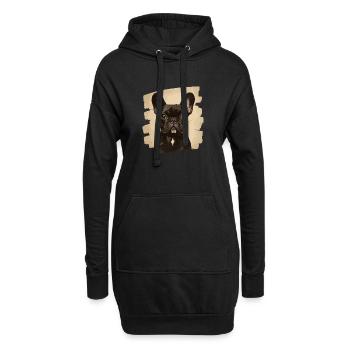 Bouledogue français Frenchie - Sweat-shirt à capuche long Femme - noir - Devant