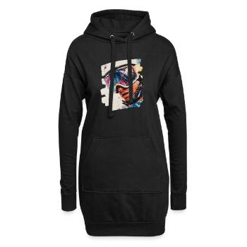 Snowboarder poudreuse - Sweat-shirt à capuche long Femme - noir - Devant