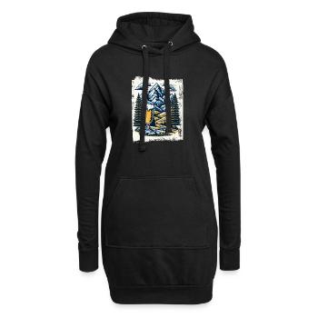 Bergpanorama mit Bierglas - Hoodie-Kleid - Schwarz - Vorne