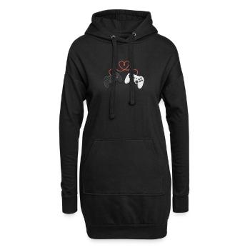 Herzverdrahtete Controller-Duo - Hoodie-Kleid - Schwarz - Vorne