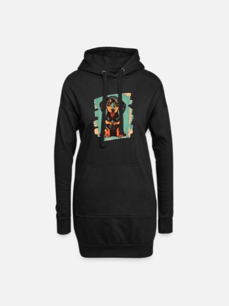 Dackel Dachshund - Hoodie-Kleid - Schwarz