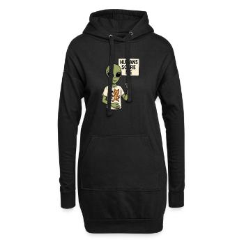 Alien Extraterrestre avec de l’humour - Les humains me font peur - Sweat-shirt à capuche long Femme - noir - Devant