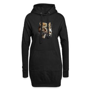 Leopard Panther Raubkatze Katze Panter Leoparden - Hoodie-Kleid - Schwarz - Vorne