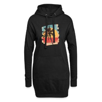 palmier coucher de soleil soleil d’été - Sweat-shirt à capuche long Femme - noir - Devant