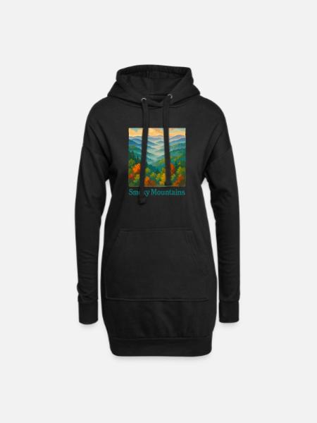 Smoky Mountains Art - Hoodie-Kleid - Schwarz