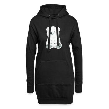Polarbär Illustration – Arktisches Tiermotiv - Hoodie-Kleid - Schwarz - Vorne