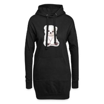 Polarbär Illustration – Arktisches Tiermotiv - Hoodie-Kleid - Schwarz - Vorne