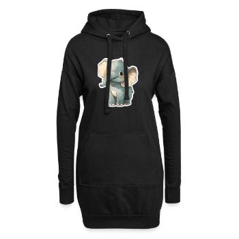 Éléphant mignon – idée cadeau pour les amoureux des animaux - Sweat-shirt à capuche long Femme - noir - Devant