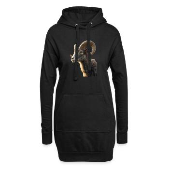 Bélier mouflon Bélier Mouton sauvage Mouton mâle - Sweat-shirt à capuche long Femme - noir - Devant