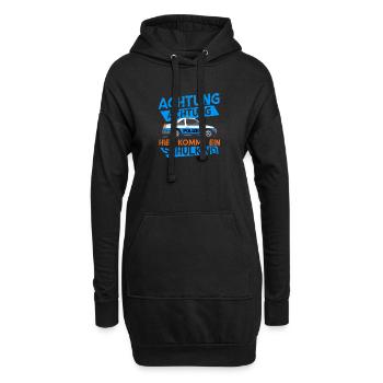 Polizeiauto mit Warnmeldung zum Schulstart - Hoodie-Kleid - Schwarz - Vorne