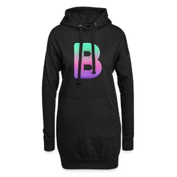 Buchstabe B mit Fell und Pastell Farbverlauf - Hoodie-Kleid - Schwarz - Vorne