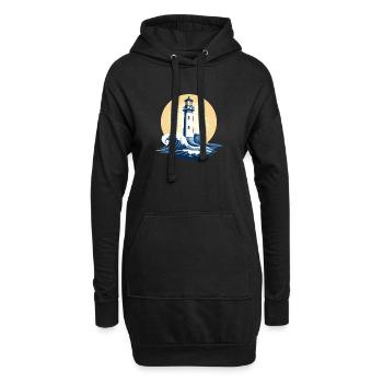 Phare au lever du soleil - Sweat-shirt à capuche long Femme - noir - Devant