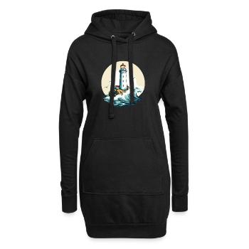 Leuchtturm am Meeresufer - Hoodie-Kleid - Schwarz - Vorne
