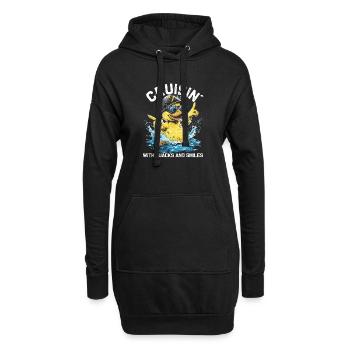 Gummienten-Crew genießt Kreuzfahrt - Hoodie-Kleid - Schwarz - Vorne