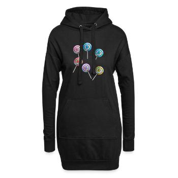 Retro Lolli Lollis Süßigkeiten 60er - Hoodie-Kleid - Schwarz - Vorne