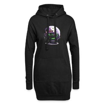 Sort de chat magique au clair de lune - Sweat-shirt à capuche long Femme - noir - Devant