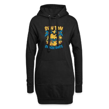 Été graphique fleur soleil plage vacances - Sweat-shirt à capuche long Femme - noir - Devant