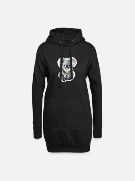 Koala - Hoodie-Kleid - Schwarz