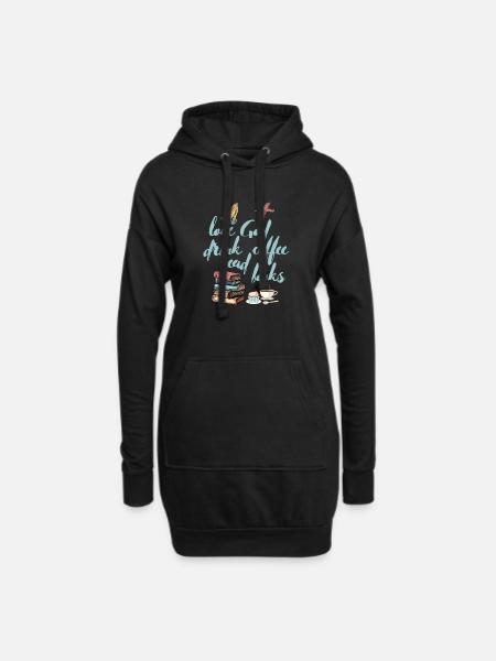 Liebe Gott Trinken Kaffee Lesen Bücher - Hoodie-Kleid - Schwarz