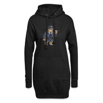paresseux policier micro police - Sweat-shirt à capuche long Femme - noir - Devant