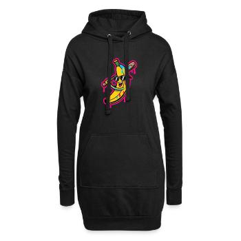 Banana Cartoon Baseball Humor - Hoodie-Kleid - Schwarz - Vorne