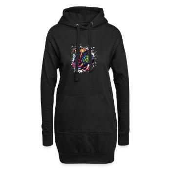 Farbiger Hund Portrait Splatter - Hoodie-Kleid - Schwarz - Vorne