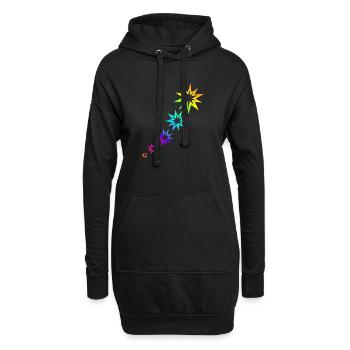 Bunte Sterne - Hoodie-Kleid - Schwarz - Vorne