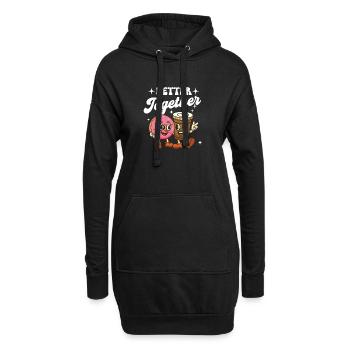 Mieux ensemble Mignon Café Paire Amour - Sweat-shirt à capuche long Femme - noir - Devant