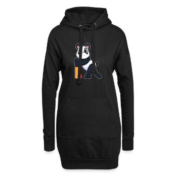 Panda Cricket Cricketschläger - Hoodie-Kleid - Schwarz - Vorne