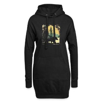 Retro Outdoor Wilderness Bärenbäume - Hoodie-Kleid - Schwarz - Vorne