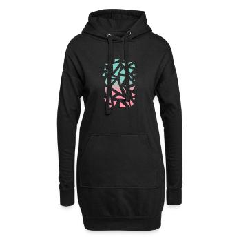 Motif triangulaire - Turquoise Pink - Sweat-shirt à capuche long Femme - noir - Devant