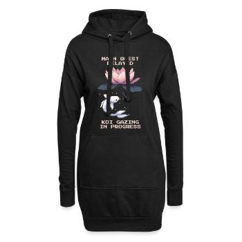 Quête principale retardée | Koi Viewing Zen Pond - Sweat-shirt à capuche long Femme - noir - Devant