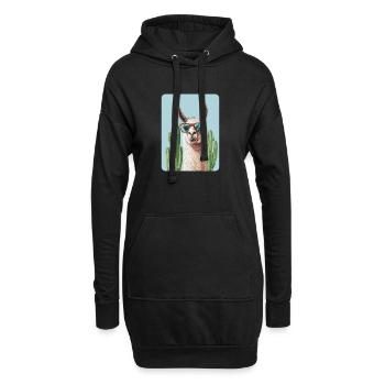 lama - Sweat-shirt à capuche long Femme - noir - Devant