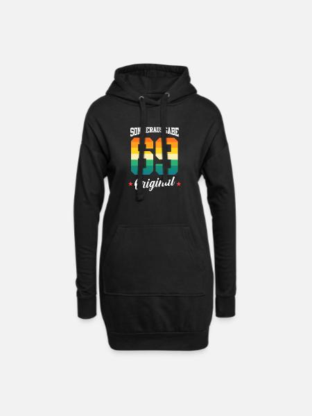 69 Anniversaire - Sweat-shirt à capuche long Femme - noir
