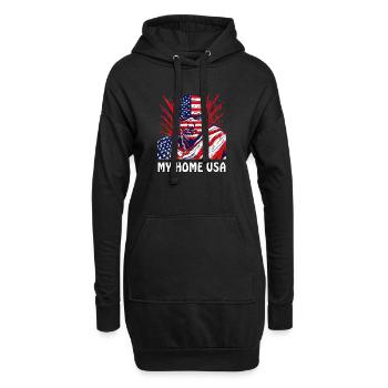 MAN MY HOME ÉTATS-UNIS - Sweat-shirt à capuche long Femme - noir - Devant