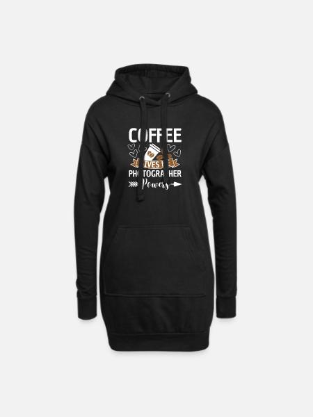 Kaffee Fotograf Zitat Koffein - Hoodie-Kleid - Schwarz