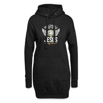 Volley-ball et Jésus – Conception d’une croix avec des ailes - Sweat-shirt à capuche long Femme - noir - Devant