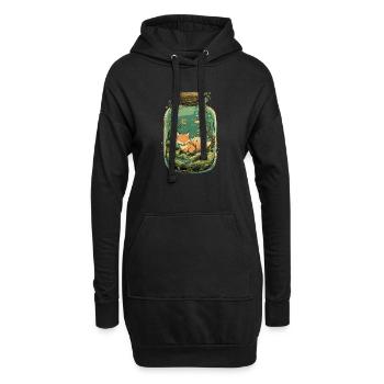 Magisches Kitsune Fuchs Kawaii Terrarium - Hoodie-Kleid - Schwarz - Vorne