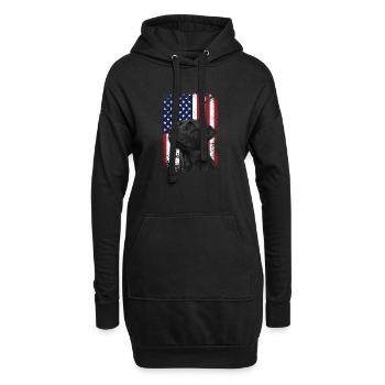 Laboratoire patriotique avec scène de chasse au drapeau américain - Sweat-shirt à capuche long Femme - noir - Devant